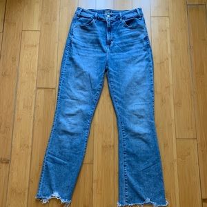 Abercrombie high rise ankle flare distressed jeans